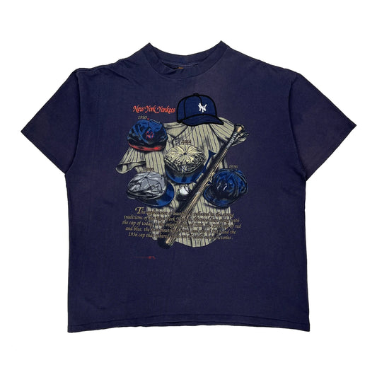 New York Yankees Nutmeg Graphic T-Shirt - XL Navy Cotton