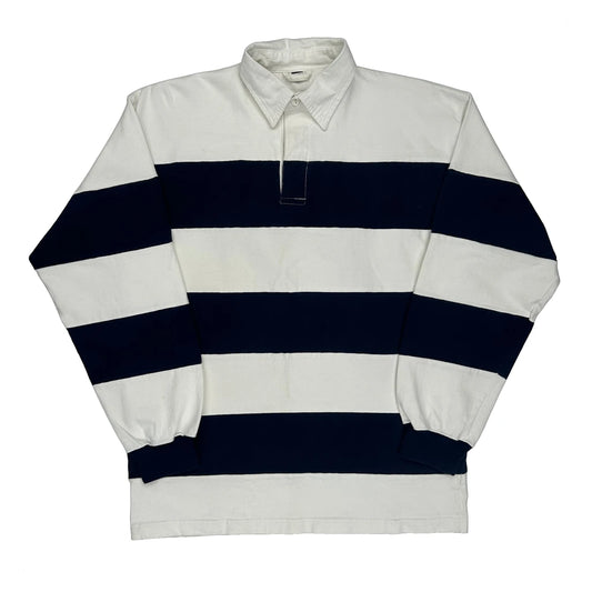 Higher State Striped Rugby Shirt - Small Navy Cotton