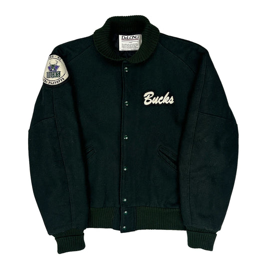 Milwaukee Bucks Delong Made In USA Varsity Jacket - Large Green Wool