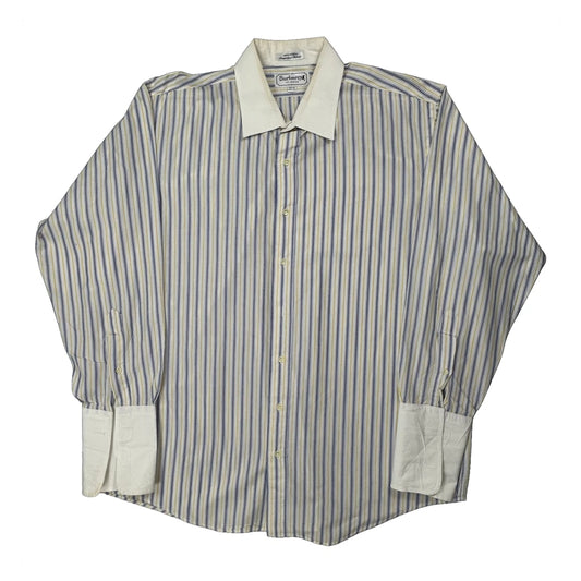 Made In USA Burberry Striped Shirt - XL Cream Cotton