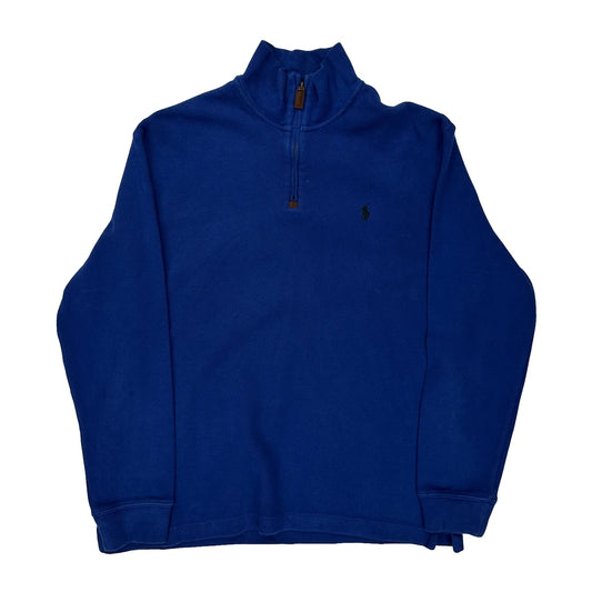 Polo By Ralph Lauren 1/4 Zip - Large Blue Cotton
