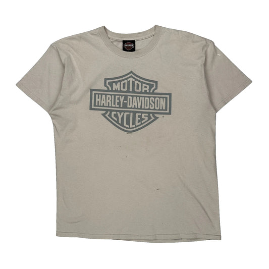 Orlando Harley Davidson Graphic T-Shirt - Large Beige Cotton