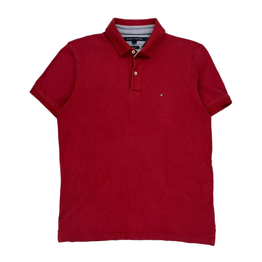 Tommy Hilfiger Slim Fit Polo Shirt - Large Red Cotton