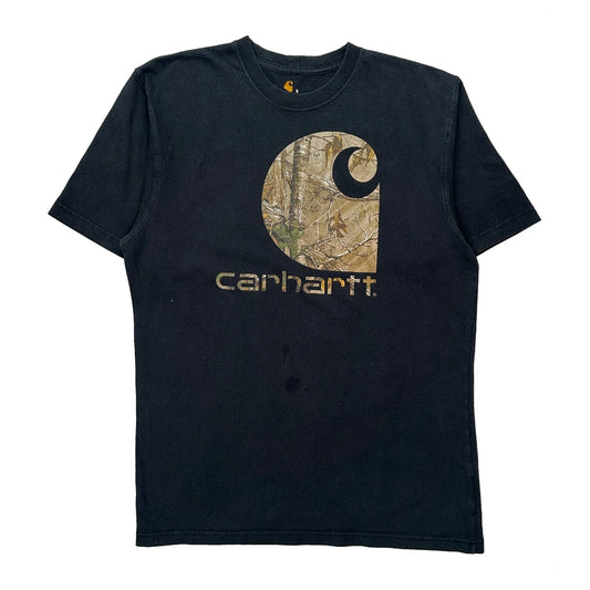 Camo Logo Carhartt Graphic T-Shirt - Small Black Cotton
