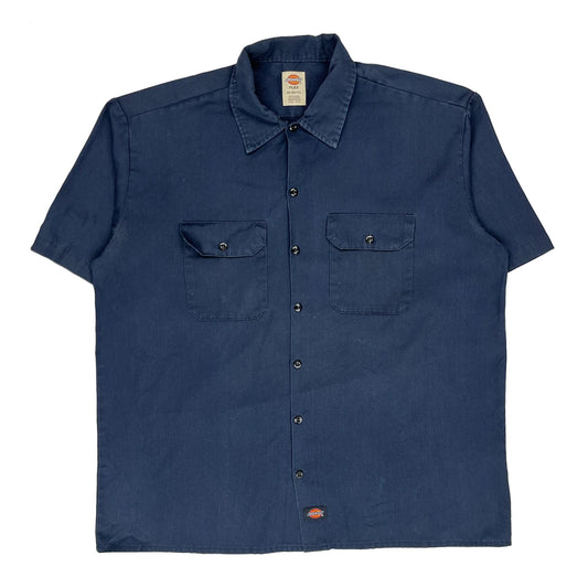 Dickies Short Sleeve Shirt - XL Navy Cotton Blend
