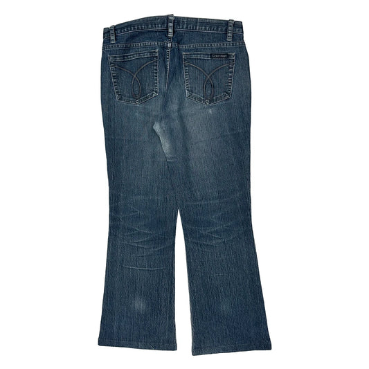Calvin Klein Jeans Boot Cut Jeans - 32W UK 10 Dark Wash Cotton Blend