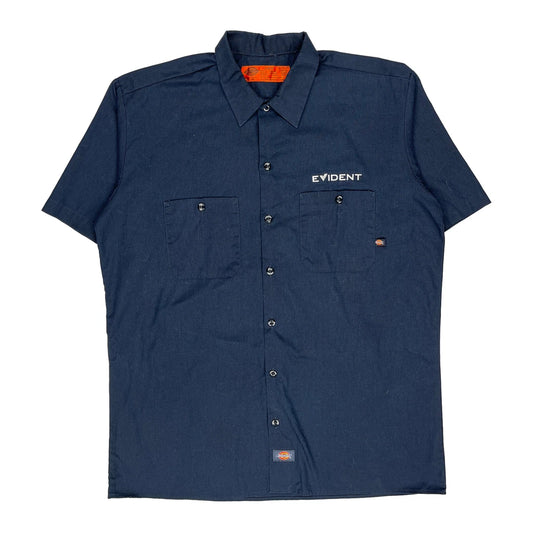 Dickies Short Sleeve Shirt - Large Navy Polyester Blend