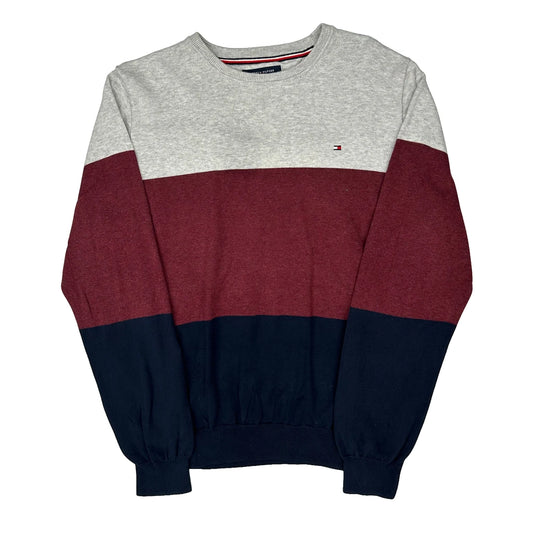 Tommy Hilfiger Striped Sweatshirt - XL Grey Cotton