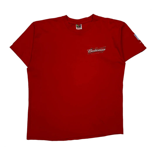 Vintage Budweiser Logo Fruit Of The Loom Graphic T-Shirt - XL Red Cotton