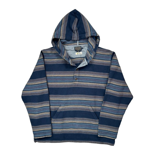 Vintage Pendleton Striped Hoodie - Large Blue Cotton
