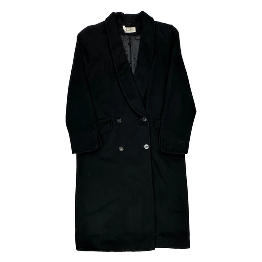 Vintage Christian Dior Double Breasted Overcoat - Large Black Wool