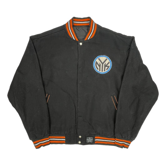 New York Knicks Nba Graphic Varsity Jacket - 4XL Black Cotton Blend