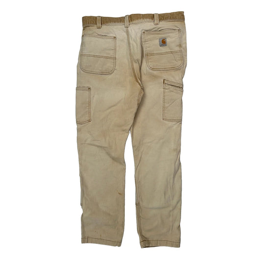 Carhartt Double Knee Carpenter Trousers - 34W 30L Beige Cotton