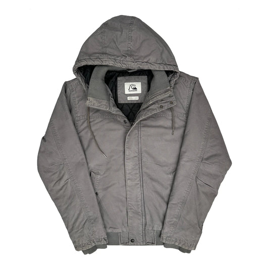 Vintage Quiksilver Bomber Jacket - Medium Grey Polyester