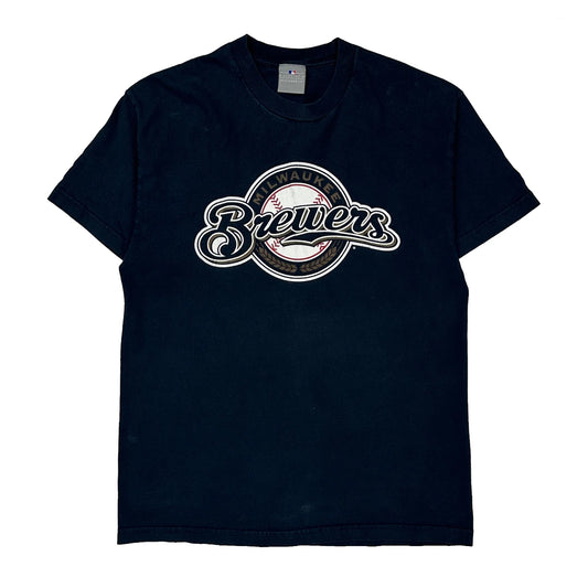 Milwaukee Brewers Majestic Mlb T-Shirt - Large Navy Cotton