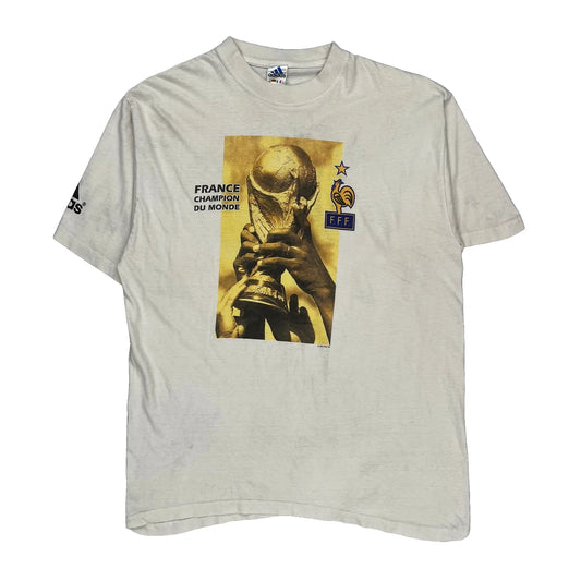 France 98 Adidas Football T-Shirt - XL Gold Cotton