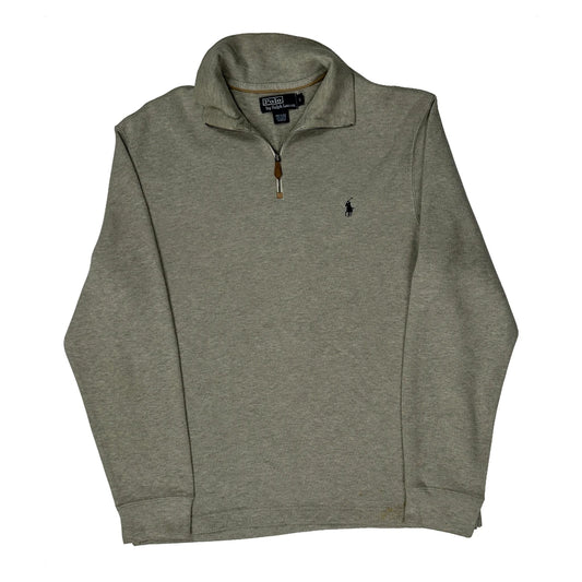Polo By Ralph Lauren 1/4 Zip - Large Grey Cotton