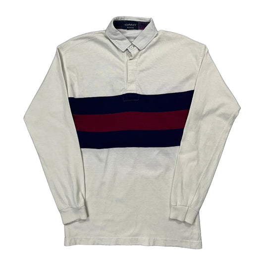 Made In USA Gant Striped Rugby Shirt - Medium Cream Cotton