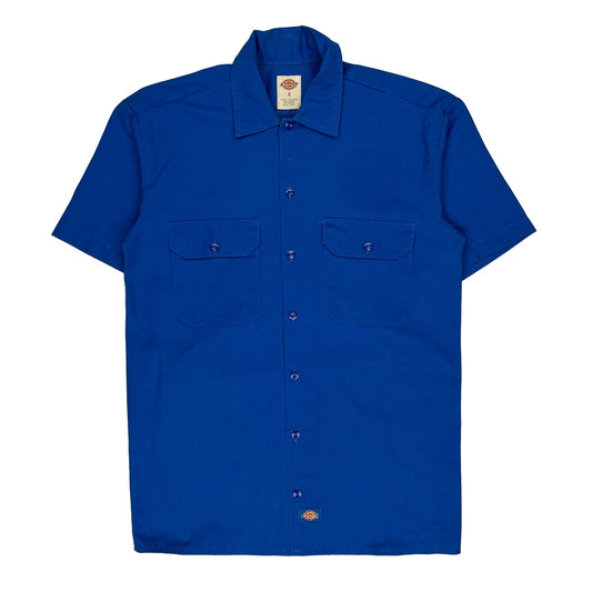 Dickies Short Sleeve Shirt - Small Blue Polyester Blend
