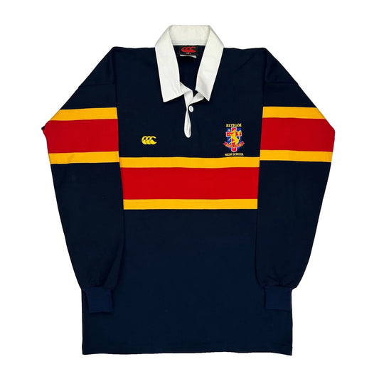 Eltham High School Canterbury Striped Rugby Shirt - Large Navy Cotton