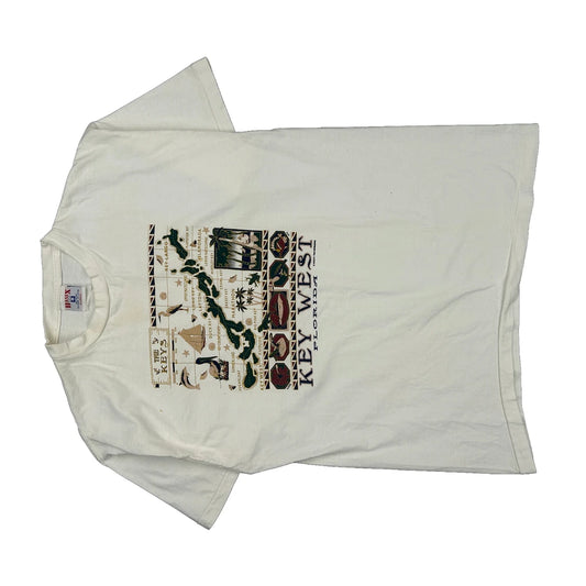 Key West Florida Basix Single Stitch T-Shirt - XL White Cotton