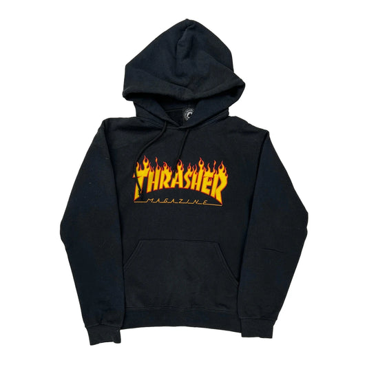 Skateboarding Thrasher Graphic Hoodie - Small Black Cotton