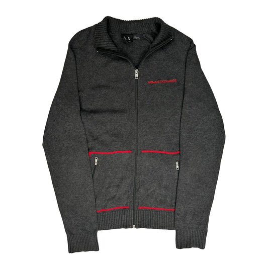 Armani Exchange Graphic Zip Up - Medium Grey Knitted