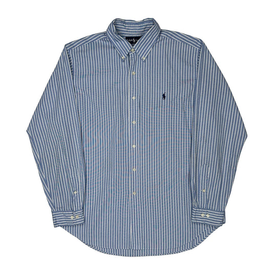 Vintage Classic Fit Ralph Lauren Striped Shirt - Large Blue Cotton