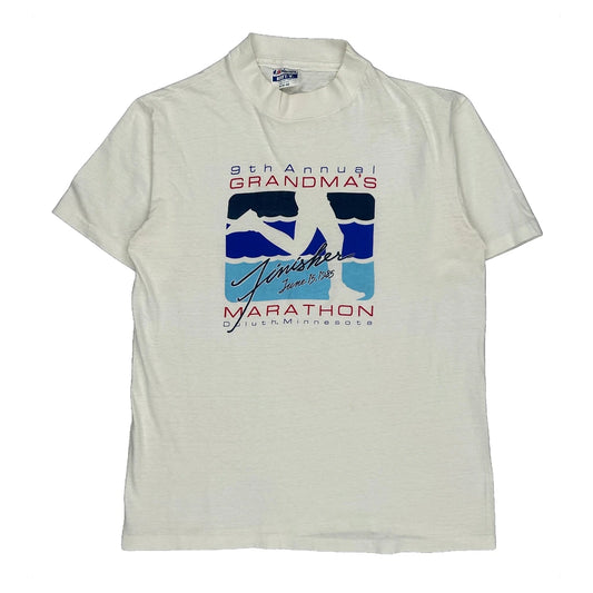 Grandma'S Marathon Hanes Graphic T-Shirt - Medium White Cotton