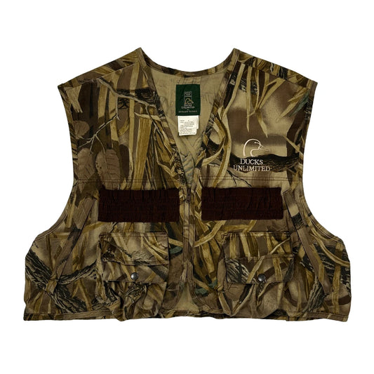 Vintage Tactical Ducks Unlimited Cropped Camo Gilet - XL Camo Cotton Blend