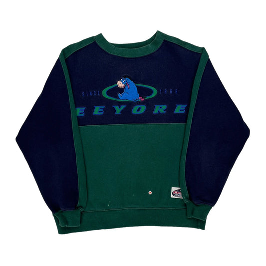 Eeyore Character Print Disney Cartoon Sweatshirt - Small Green Cotton