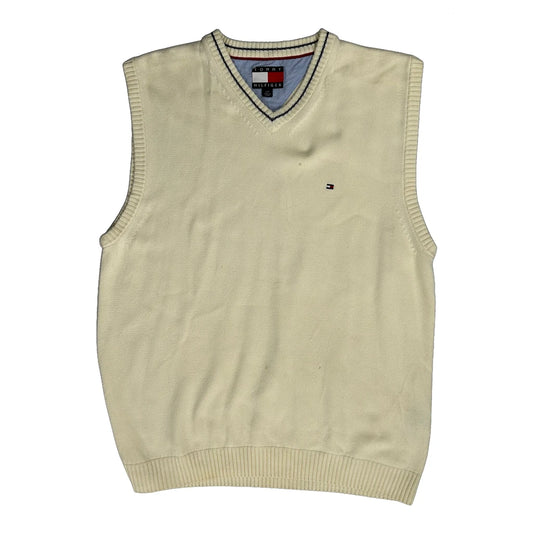 Tommy Hilfiger Sweater Vest - Large Cream Cotton