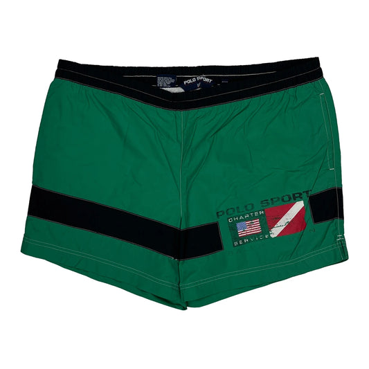 Charter Service Polo Sport Graphic Sport Shorts - XL Green Polyester