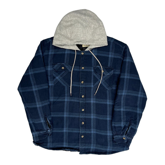 Vintage Wrangler Checked Overshirt - Large Navy Cotton