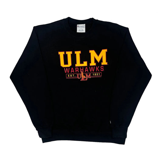 Reverse Weave Champion Ulm Warhawks Sweatshirt - Large Black Cotton