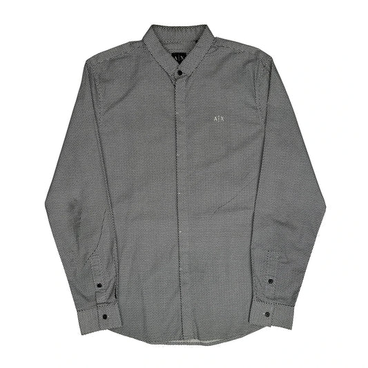 Armani Exchange Patterned Shirt - Medium Black & White Cotton