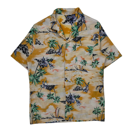 Unbranded Floral Hawaiian Shirt - Small Yellow Cotton