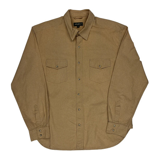 Eddie Bauer Checked Shirt - XL Beige Cotton