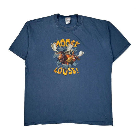 Moose Loose Disney Cartoon T-Shirt - 2XL Blue Cotton