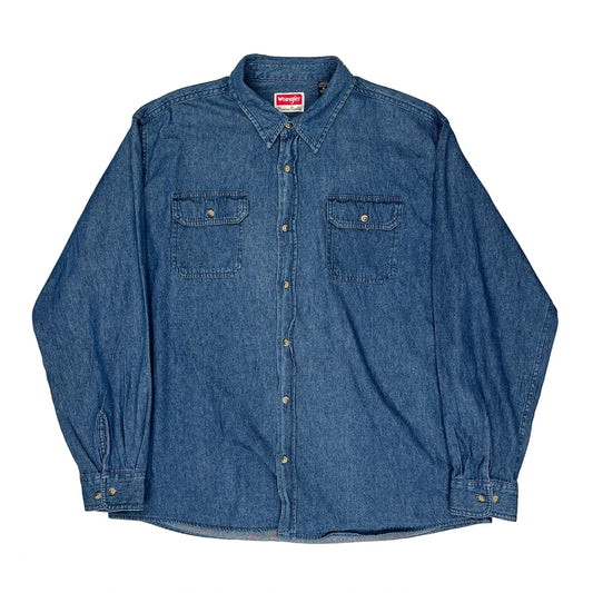 Wrangler Denim Shirt - XL Blue Cotton