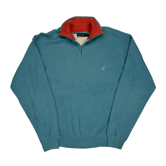 Nautica 1/4 Zip - Large Blue Cotton