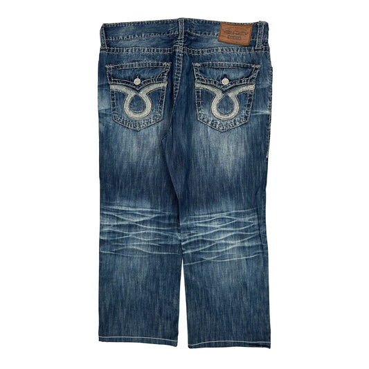 Big Star Embroidered Wide Leg Jeans - 40W 31L Blue Cotton