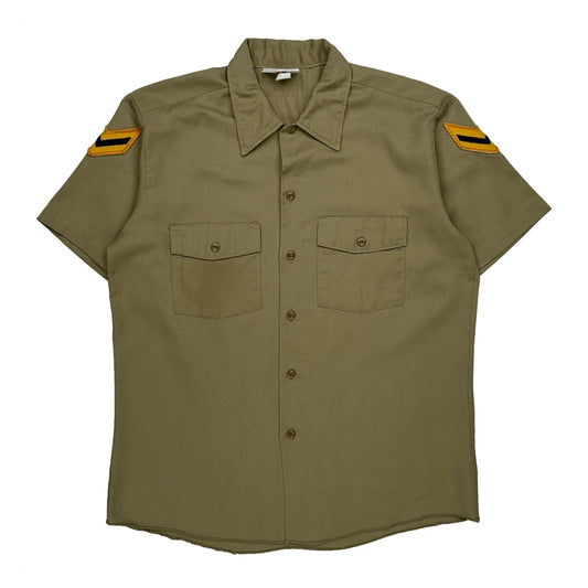 Vintage Uniform Dickies Short Sleeve Shirt - Large Khaki Cotton
