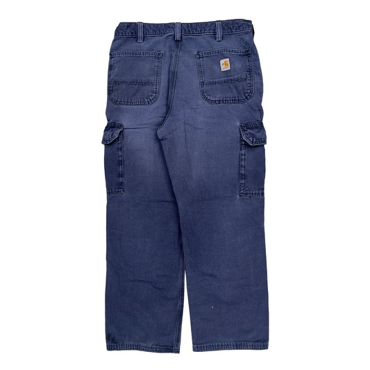 Carhartt Cargo Trousers - 34W 32L Blue Cotton