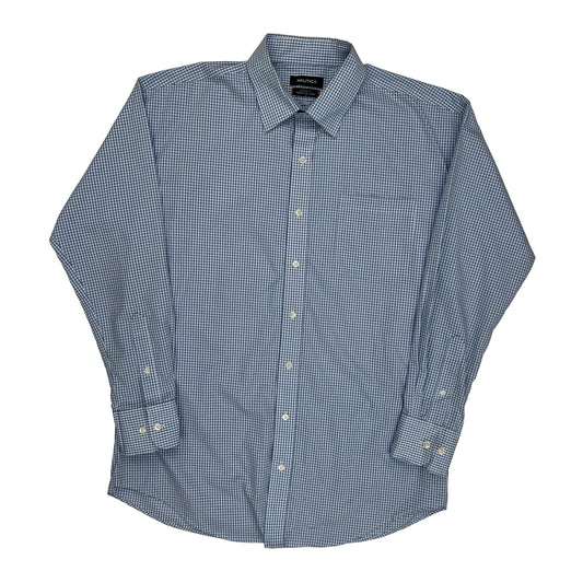 Nautica Checked Shirt - XL Blue Cotton