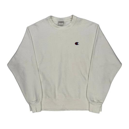 Reverse Weave Champion Sweatshirt - Large White Cotton Blend