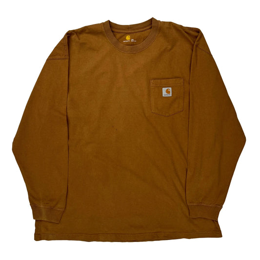 Carhartt Long Sleeve T-Shirt - 2XL Brown Cotton