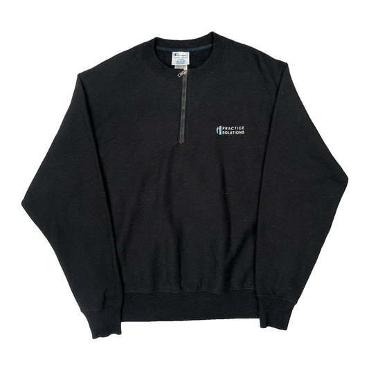 Vintage Reverse Weave Champion 1/4 Zip - Large Black Cotton