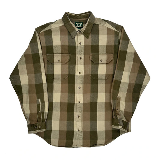 Tall Guide Series Checked Flannel Shirt - XL Green Cotton