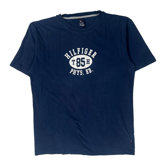 Tommy Hilfiger Spellout T-Shirt - Large Navy Cotton